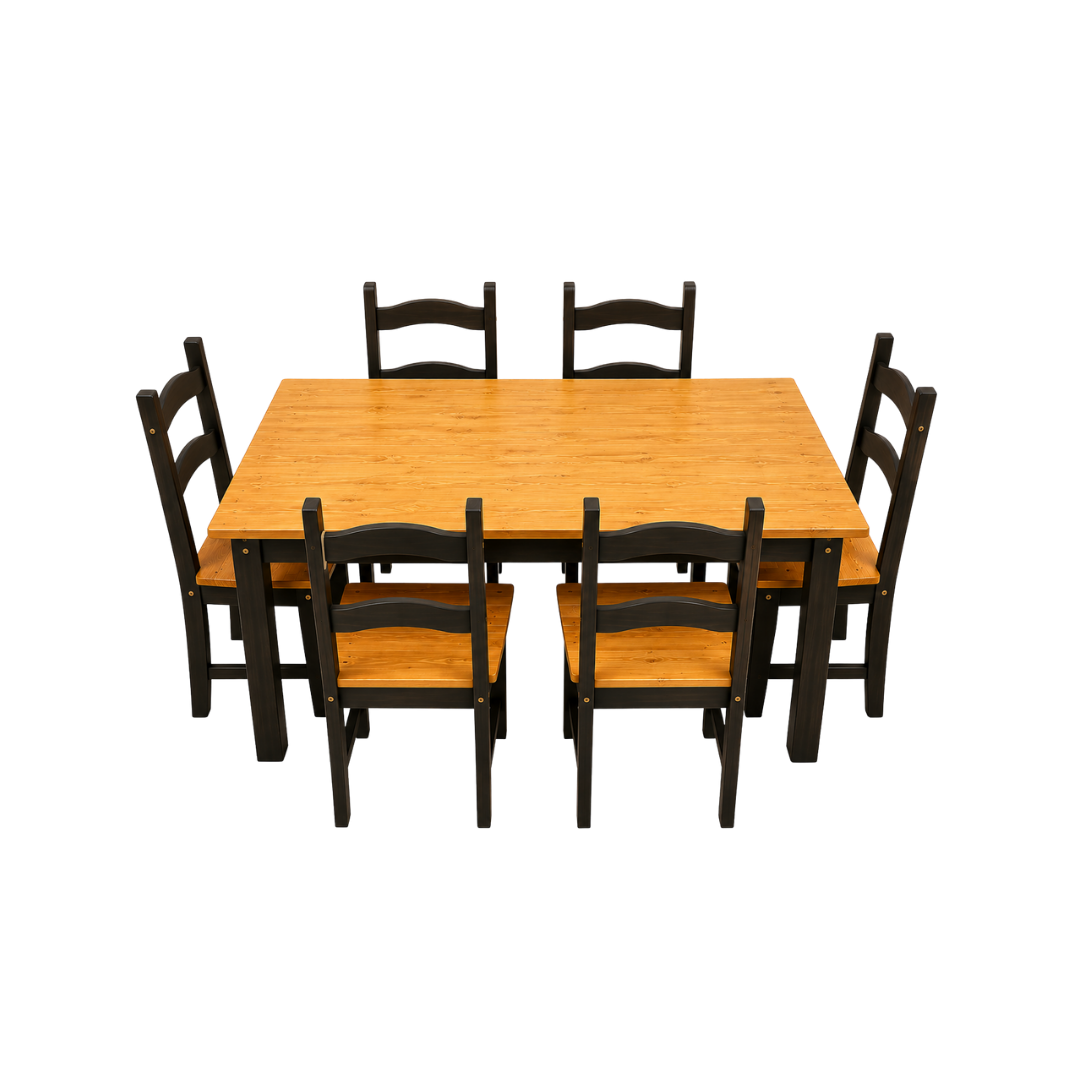 Juego De Comedor Madera Rustica 6 Sillas Juego De Comedor Madera Rustica 6 Sillas - Imagen 1